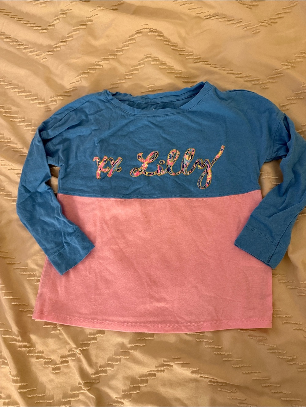 Lilly Pulitzer Two-Tone Blue & Pink Long Sleeve Pullover